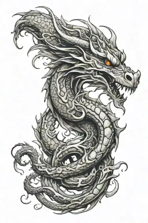 dragon made of smoke tattoo design idea