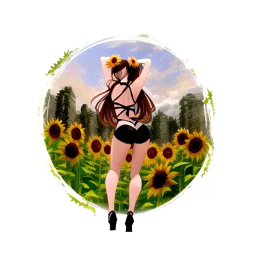 Sunflower and vines back peice  tattoo design idea