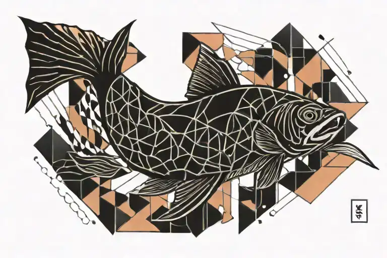 salmon jumping tattoo design idea