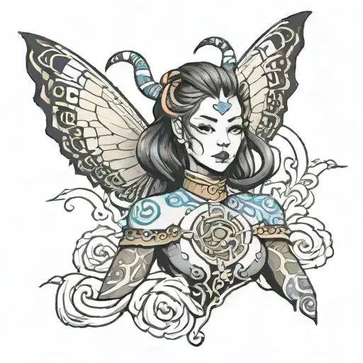 painted lady the last airbender tattoo design idea