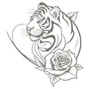 tiger and roses tattoo design idea