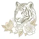 tiger and roses tattoo design idea