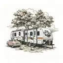 multiple travel trailers parked in a trailer park with tattoo design idea