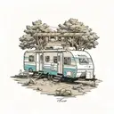 multiple travel trailers parked in a trailer park with tattoo design idea