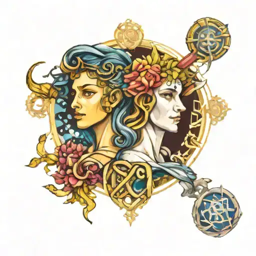 combined Virgo, Leo, and Libra zodiac sign tattoo design idea