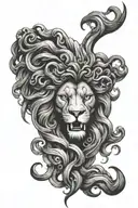 half medusa half lion face morphing tattoo design idea