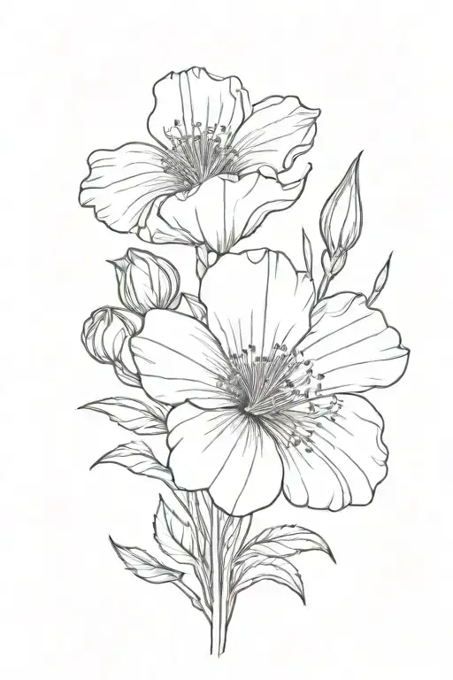 poppy flower honeysuckle flower rose gladiolus flower bouquet tattoo design idea