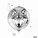 wolf howls full moon, and with broken heart tattoo design idea