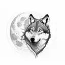 wolf howls full moon, and with broken heart tattoo design idea