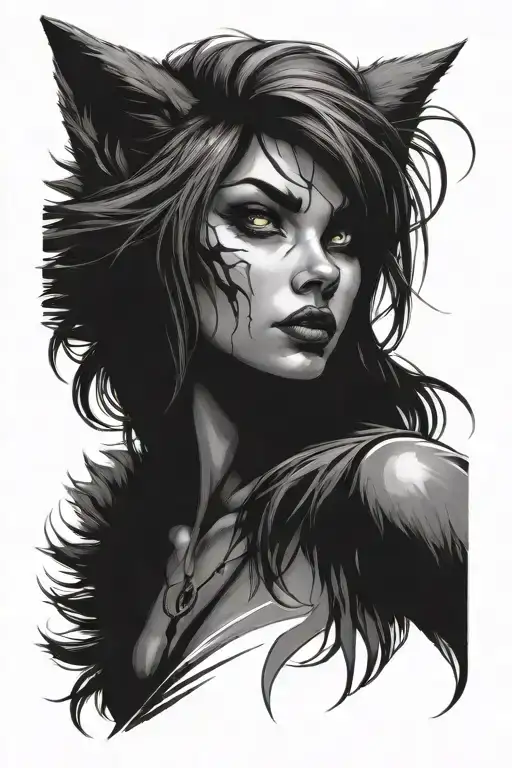 werewolf girl tattoo design idea