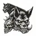 werewolf with wolf skull wearing tattoo design idea