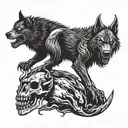 werewolf with wolf skull wearing tattoo design idea
