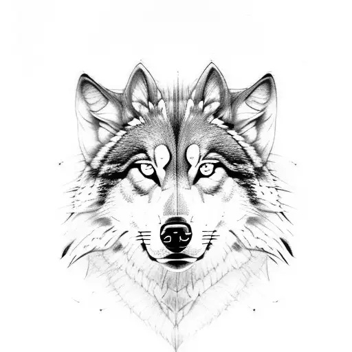 tattoo that is half wolf face and half dog face tattoo design idea