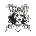 harley quinn with a crown crying smoking a cigarette tattoo design idea
