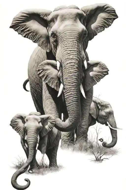 Elephant, my family's keeper tattoo design idea