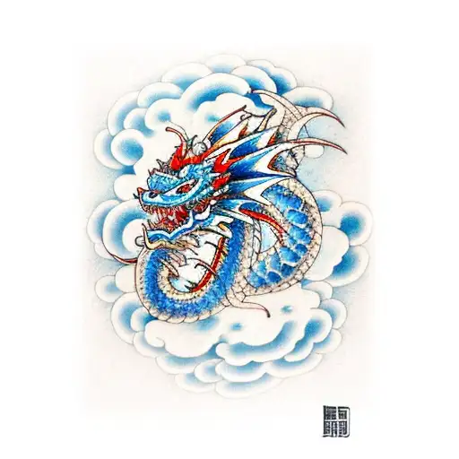 Blue dragon tattoo design idea