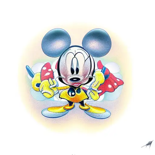 butterfly with mickey mouse tattoo design idea