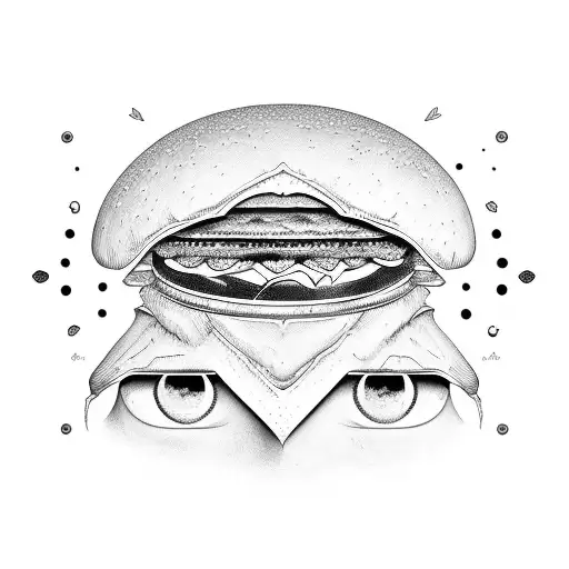 burger, space, alien tattoo design idea