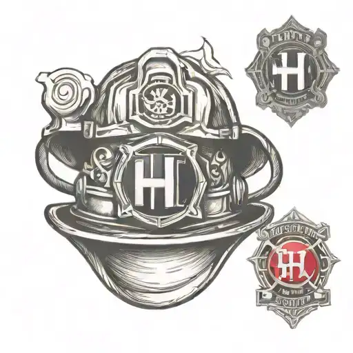 Firefighter helmet with a capital H on it tattoo design idea
