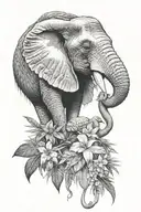 Elephant hawk flamingo  tattoo design idea
