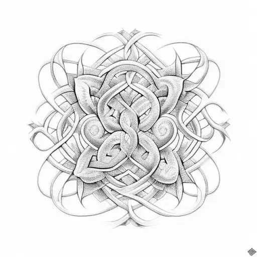 An intricate design of intertwining vines and flowers, depicting the interconnectedness of faith, hope, and love tattoo design idea