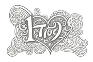 type "tito double p" in cursive and a heart tattoo design idea