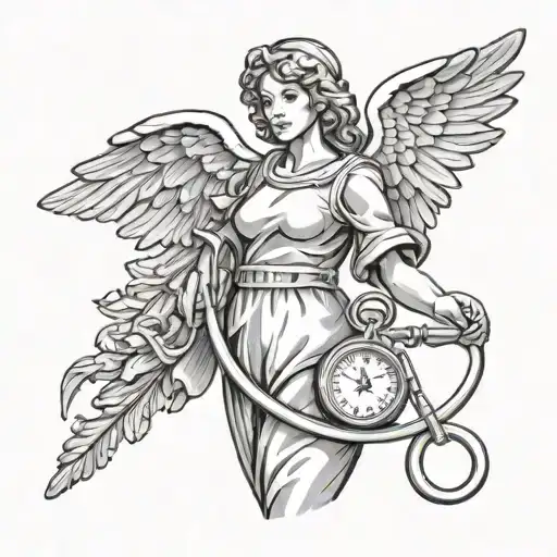 Create a detailed tattoo of a guardian angel holding a stethoscope, symbolizing the client's role as a nurse tattoo design idea