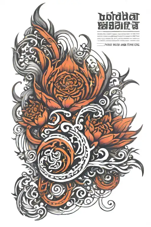 Buddhist mantra written tattoo design idea
