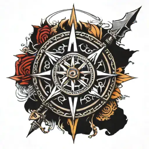 viking compass tattoo design idea