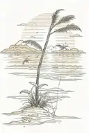 Sunrisre on sand beach scene tattoo design idea