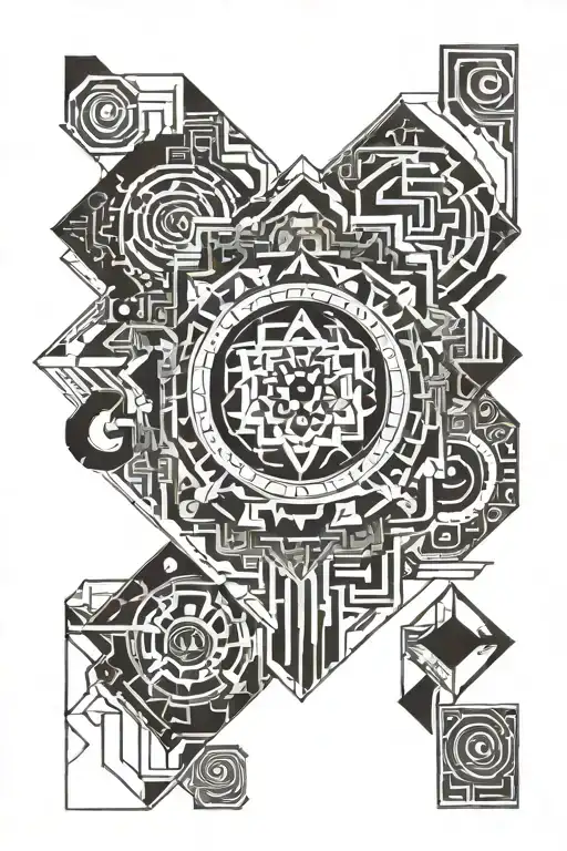 arm geometric tibetan tattoo design idea