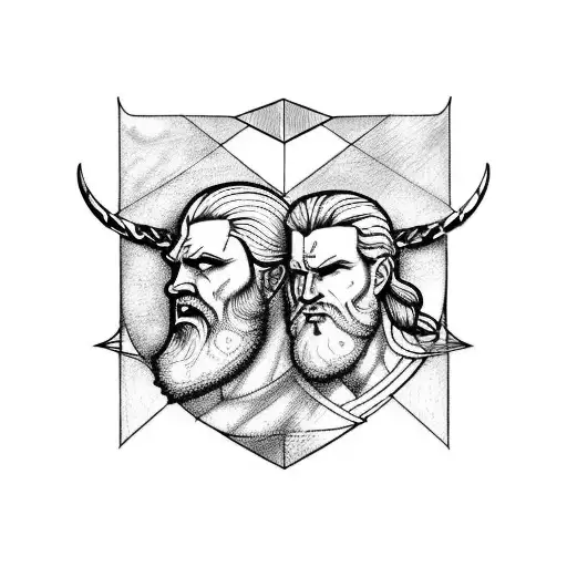 Odin and Ares tattoo design idea