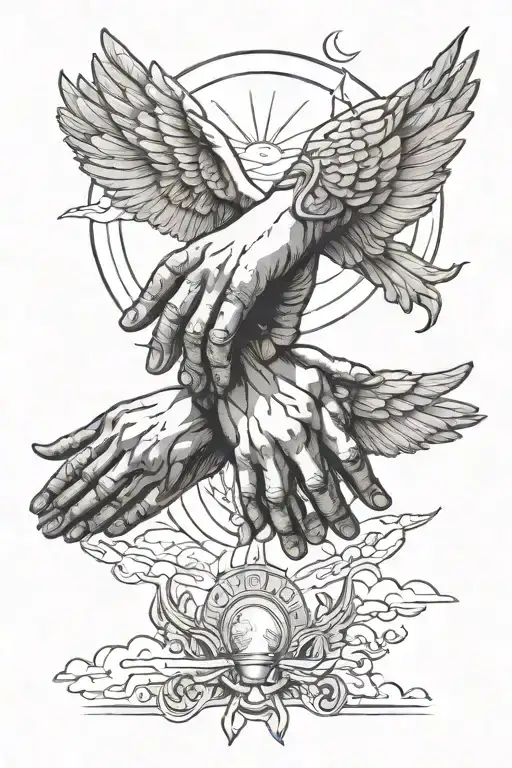 the creation of adam hands and the fall of icarus  tattoo design idea