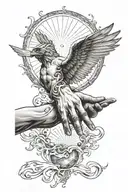 the creation of adam hands and the fall of icarus  tattoo design idea