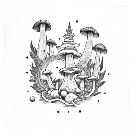 Colorado with mushrooms and cannabis tattoo design idea