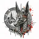 anubis Egyptian god symbol in alchemy tattoo design idea
