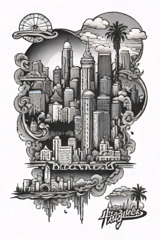 Los Angeles skyline tattoo design idea