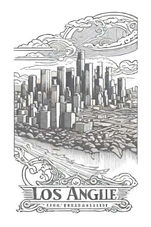 Los Angeles skyline tattoo design idea