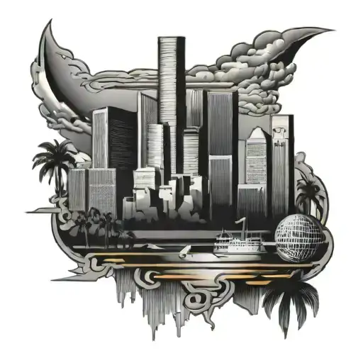 Los Angeles skyline tattoo design idea