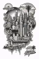 Los Angeles skyline tattoo design idea