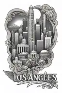 Los Angeles skyline tattoo design idea