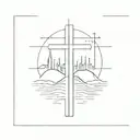 the words "Via Dolorsa" with a path cut through them that leads to a hill with three crosses on it tattoo design idea