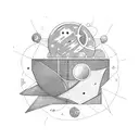 bookish theme with space elements and hidden mental illness symbols  tattoo design idea