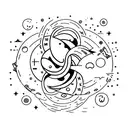 bookish theme with space elements and hidden mental illness symbols  tattoo design idea