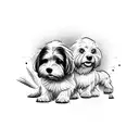 two havanese dogs tattoo design idea