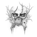 Rotting corpse impaled on spike tattoo design idea