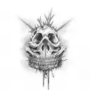 Rotting corpse impaled on spike tattoo design idea