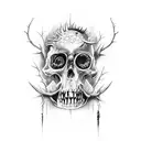 Rotting corpse impaled on spike tattoo design idea