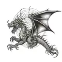 Dragon shadow flying away tattoo design idea
