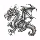 Dragon shadow flying away tattoo design idea
